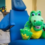 Dinosaur toy in dental office